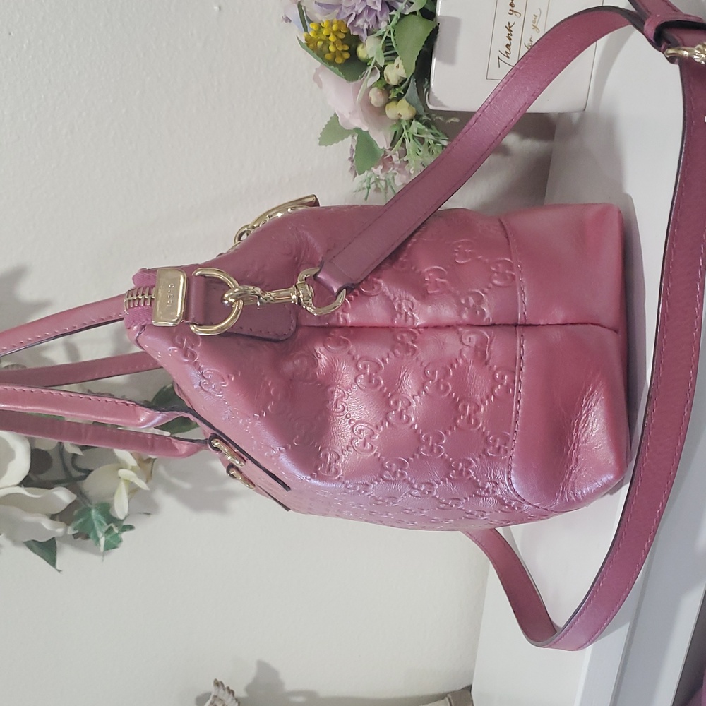 🇮🇹Gucci Guccissima Metallic Soft Heart Bit Leather Tote Bag In"Fresia Rose"💓 - Picture 8 of 17